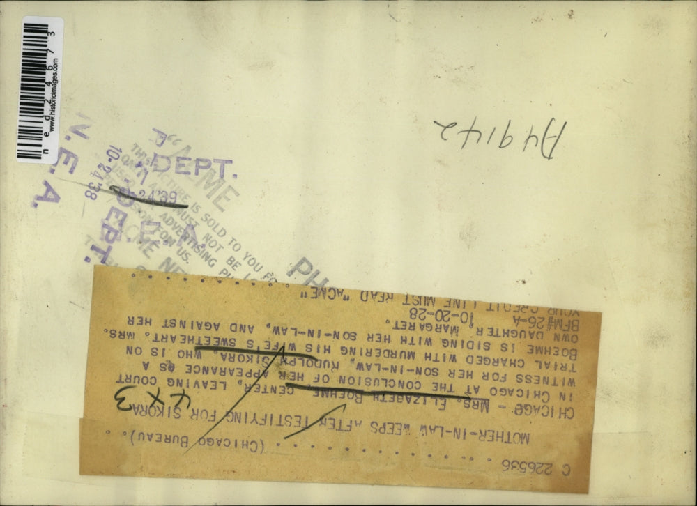 1928 Press Photo Mrs. Elizabeth Boehme (center), leaving court in Chicago