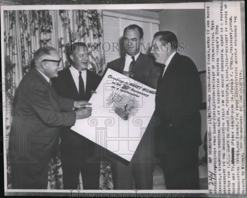 Load image into Gallery viewer, 1954 Press Photo Mr. Faris, Thomas O'Neil, Harry Wismer. At Tribute to Wismer
