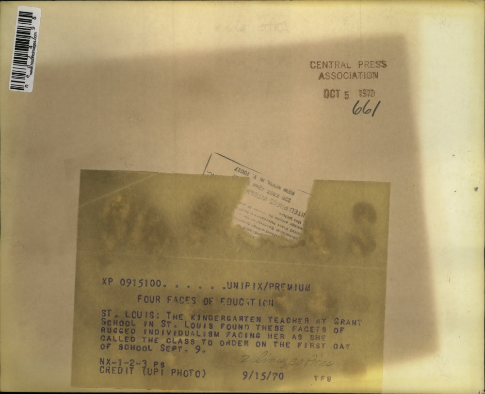 1970 Press Photo Four Faces Of Education On The First Day Of Kindergarten