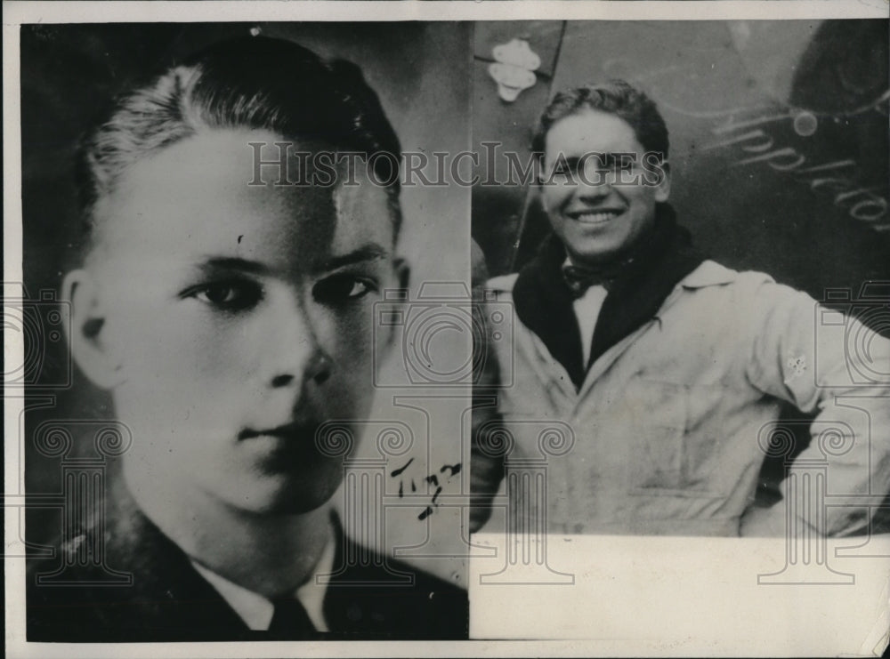 1933 Press Photo James Gillette and Peter Keller, Pilot and Mechanic, Dead After