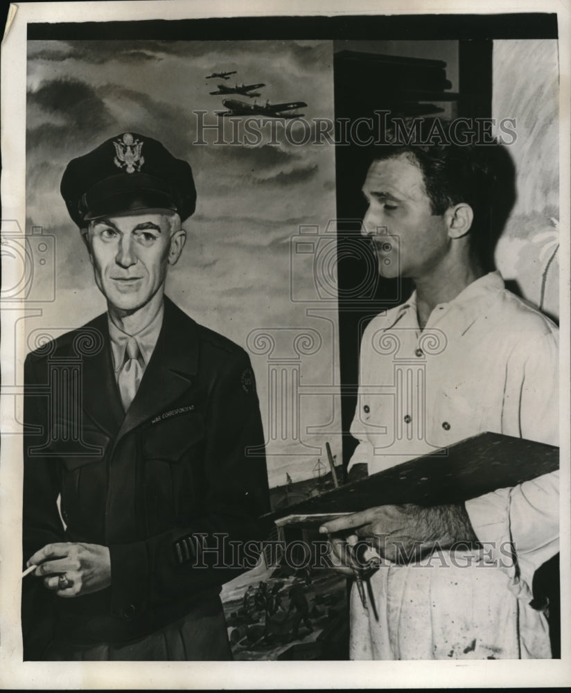 1945 Press Photo Mathias J. Noheimer Puts Finishing Touches On Portrait