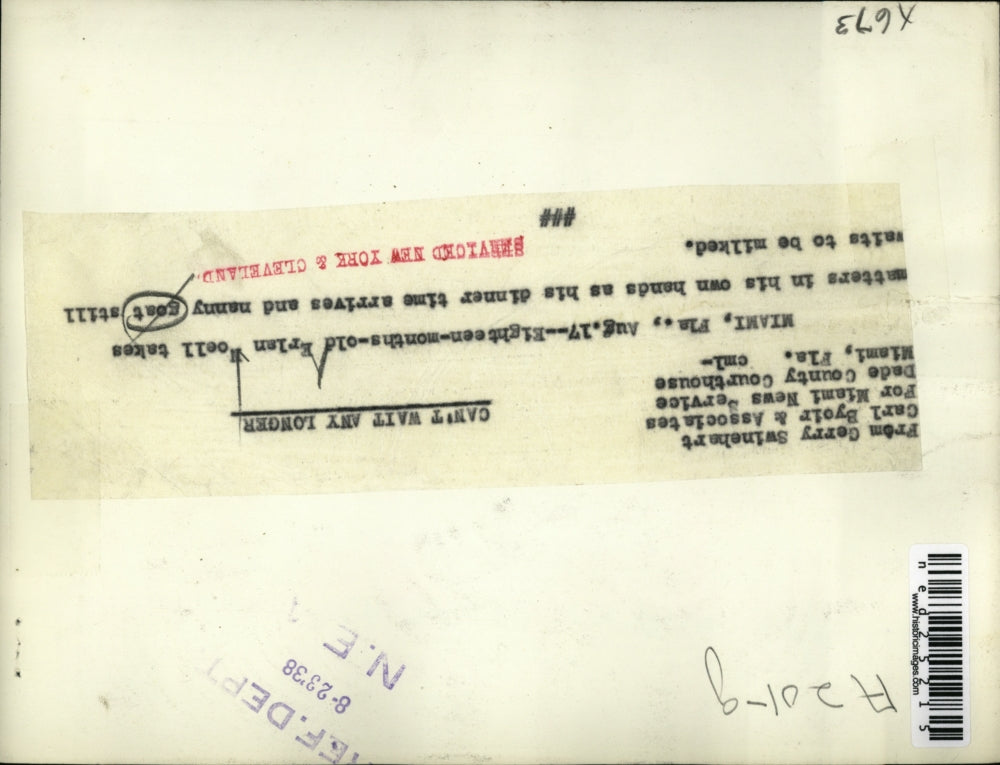 1938 Press Photo Erlan Noell with Nanny Goat, Miami, Florida. - ned25215