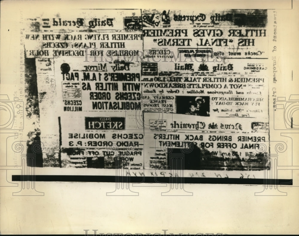 1938 Press Photo Headlines
