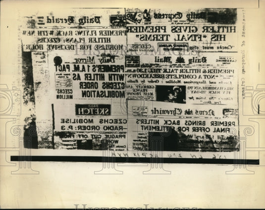 1938 Press Photo Headlines
