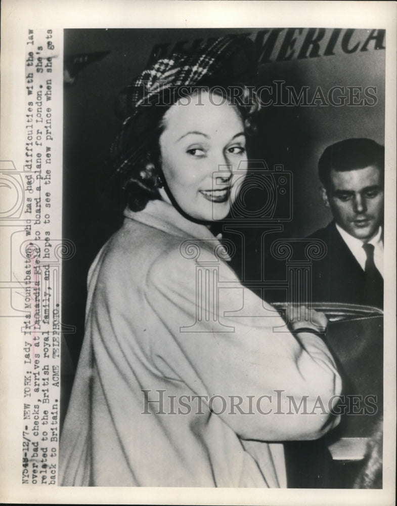 Load image into Gallery viewer, 1948 Press Photo New York Iris Mountbattan LaQuardia Field London British Royal

