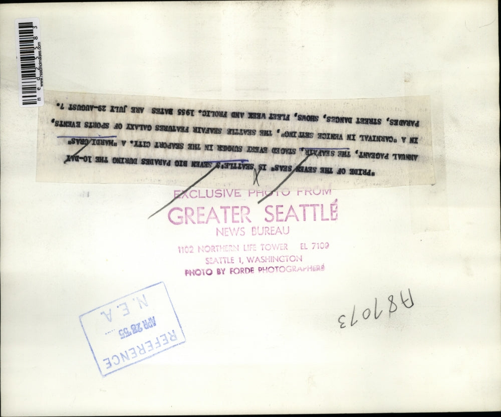 1955 Press Photo "Pride Of The Seas" Is Seattle's Seven Big Parades