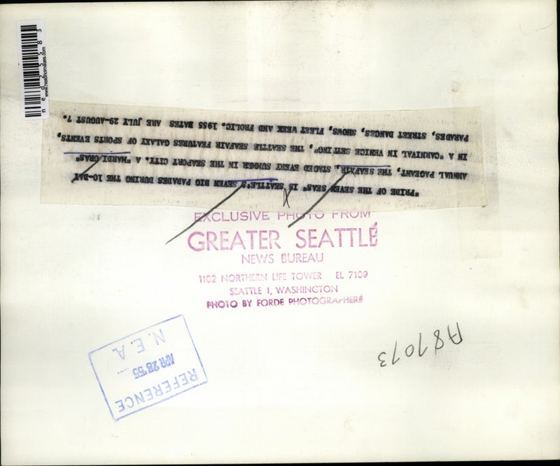 Load image into Gallery viewer, 1955 Press Photo "Pride Of The Seas" Is Seattle's Seven Big Parades
