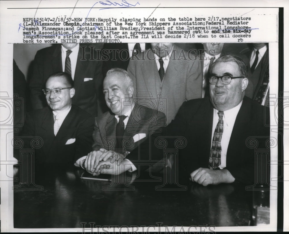 1957 Press Photo Alexander Chopin, Joseph Finnegan, Captain William Bradley,