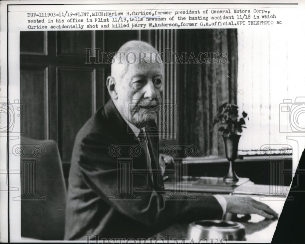 1959 Press Photo Harlow H. Curtice, President of General Motors, in Office