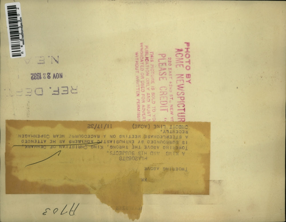 1932 Press Photo King Christean Of Denmark Steeplechase Racecourse Copenhagen