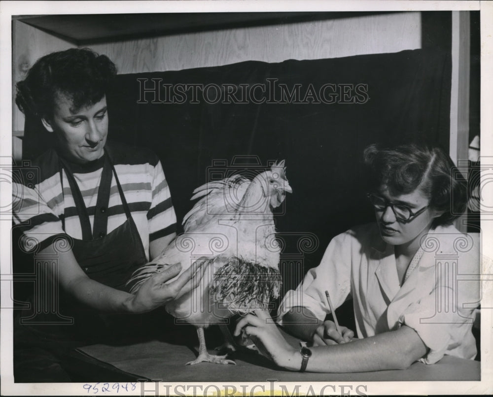 1950 Press Photo Rosemary Peplinski And Oliva Newton Take Notes On Chicken
