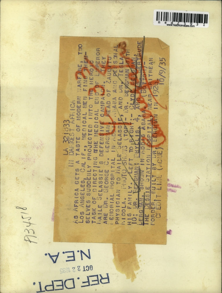 1935 Press Photo As Africa gets a taste of Modern Warfare, Medical man