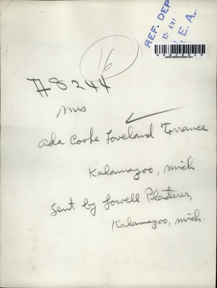 1941 Press Photo Miss Ada Coofe Loveland Torrance Self-Potrait