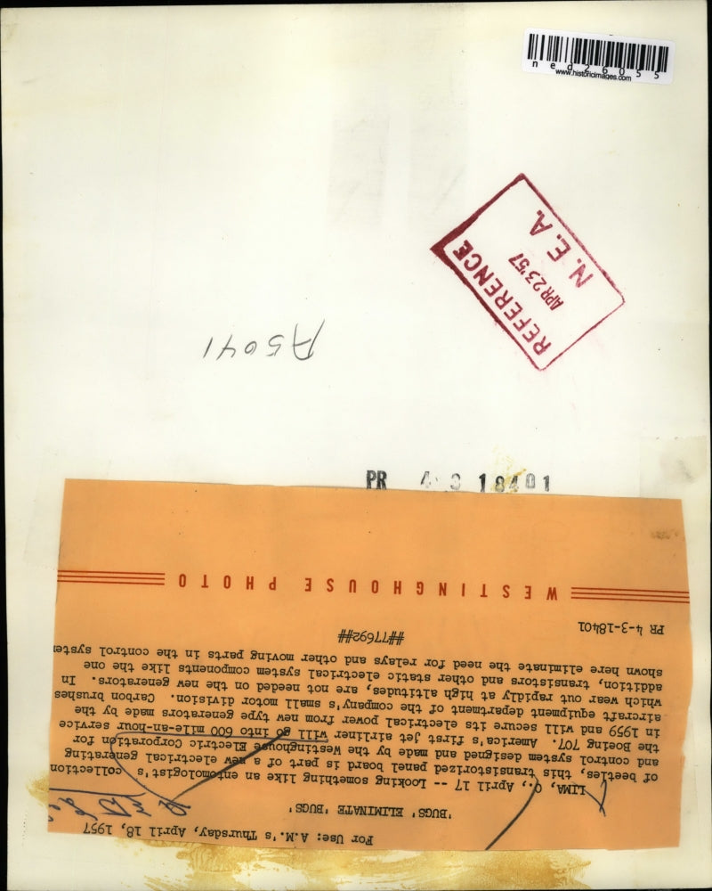 Load image into Gallery viewer, 1957 Press Photo Bugs to eliminate bugs made by Westinghouse Electric
