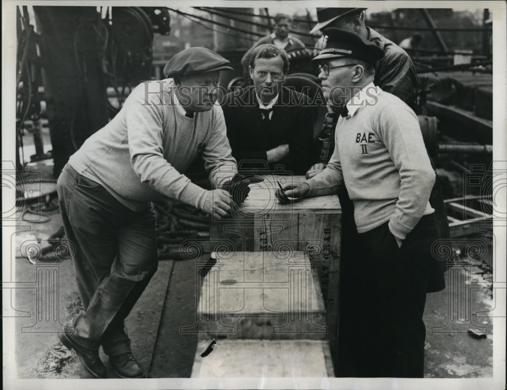 1933 Press Photo O Shirev, HJ Fr Ojertson and George Noville aboard ship