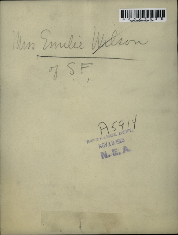 1925 Press Photo Mrs Emulie Wilson of San Fransisco