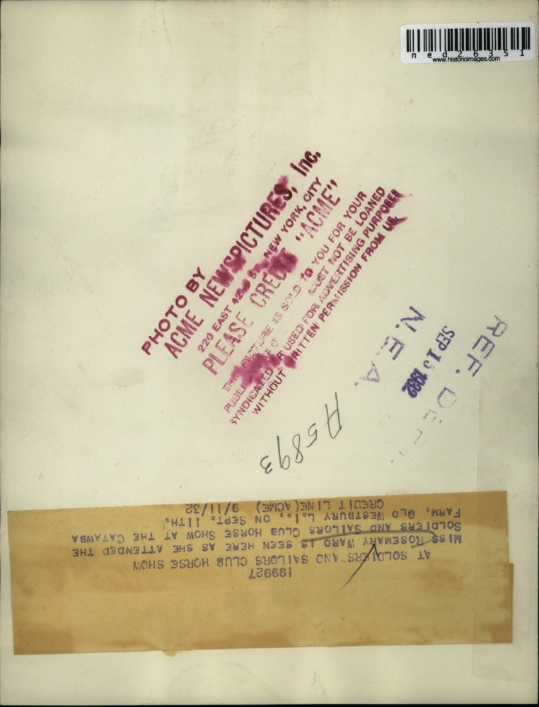 1932 Press Photo Miss Rosemary Ward at Soldiers and Sailors Club Horse Show