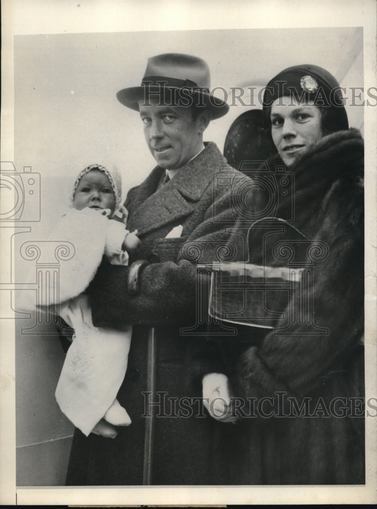 1931 Press Photo Count & Countess Folke Bernadotte with son Gustav