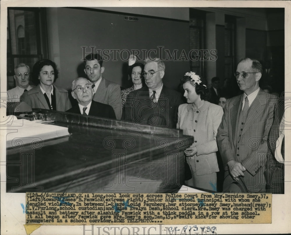 1951 Press Photo In Police Court Mrs Bernice Smey James Fenwick Louis Farnburg