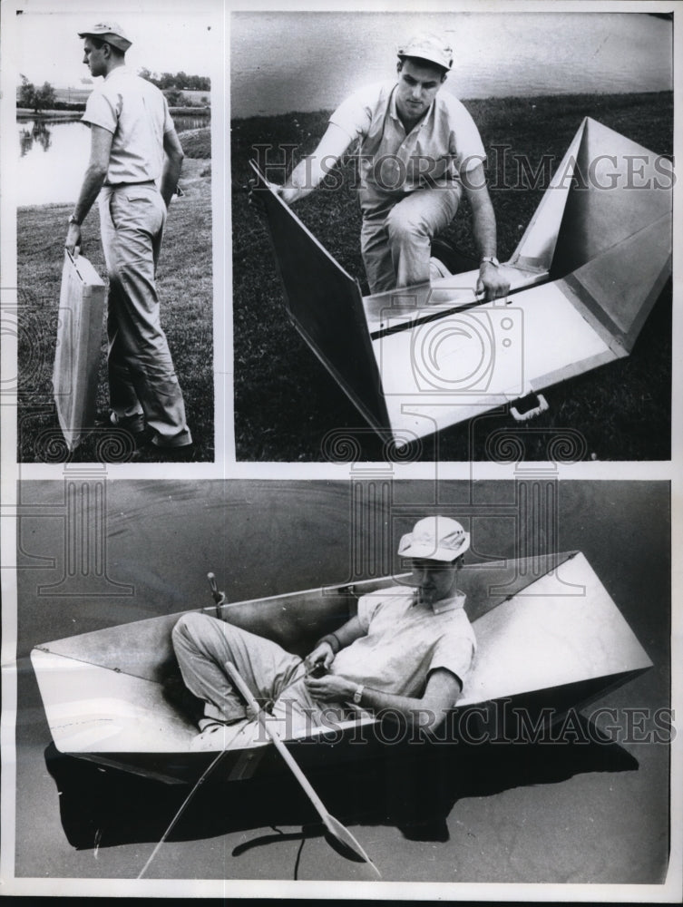 Load image into Gallery viewer, 1960 Press Photo The "Polliwog" is a foldup aluminum craft boat.
