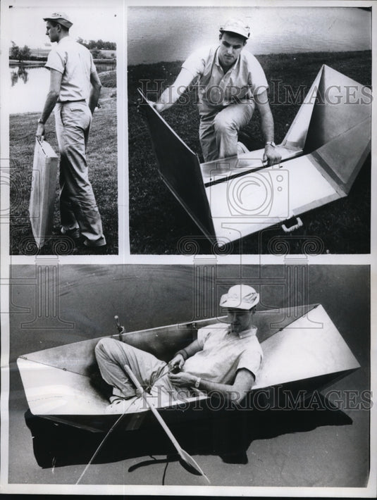 1960 Press Photo The "Polliwog" is a foldup aluminum craft boat.