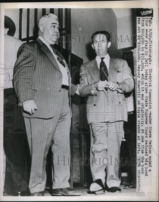 1950 Press Photo Steve Nelson Ends 4 Week Stay In Jail