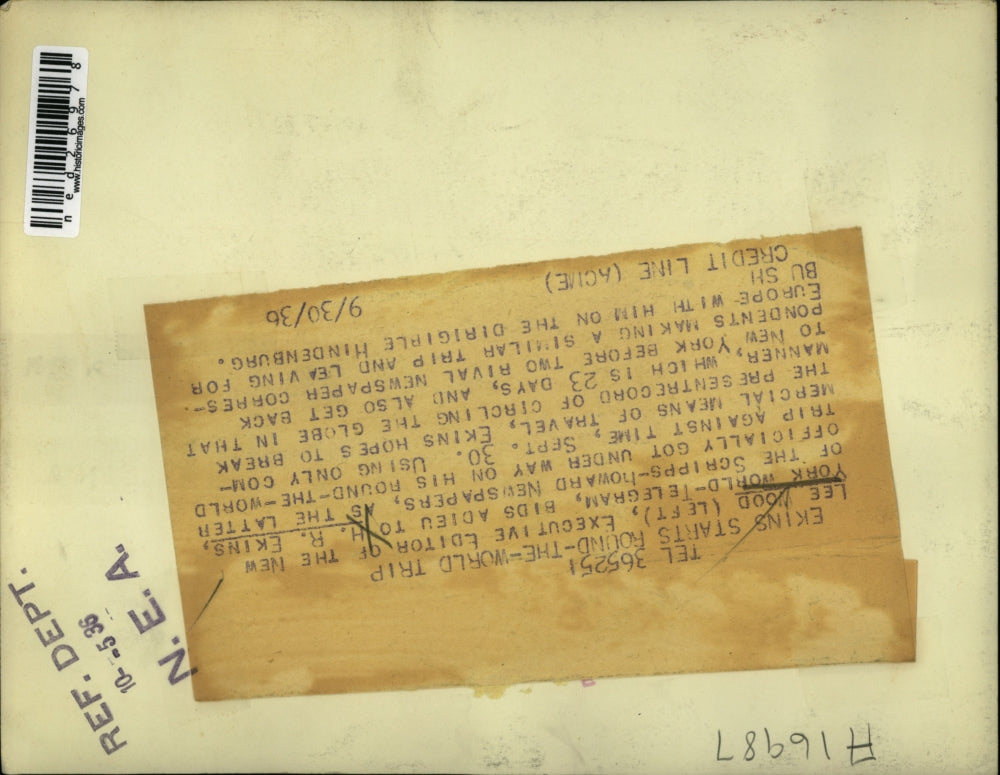 1936 Press Photo Lee Wood Editor of New York WOrld Telegram bids adieu to H R