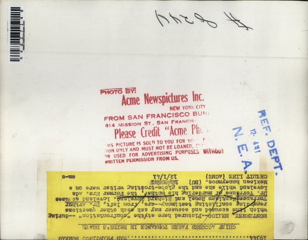 1941 Press Photo Dr. A. Torrance, S. Rouel & R. Loveland in confrontation