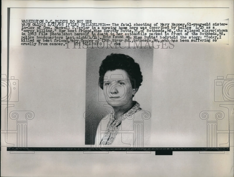 Load image into Gallery viewer, 1965 Press Photo Mary Happer fatally shot by Dorothy Butts
