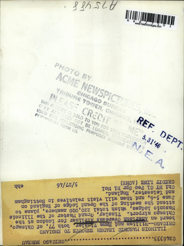 1946 Press Photo Chicago William and Emma Tinsley board and American overseas