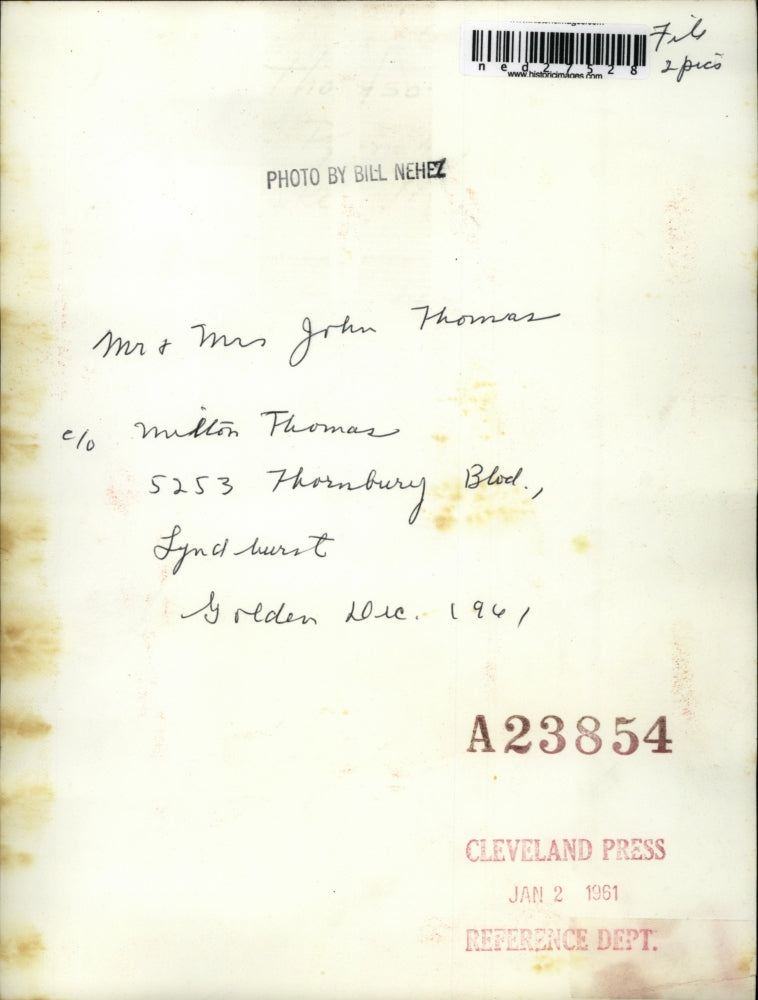 1961 Press Photo Mr. and Mrs. John Thomas