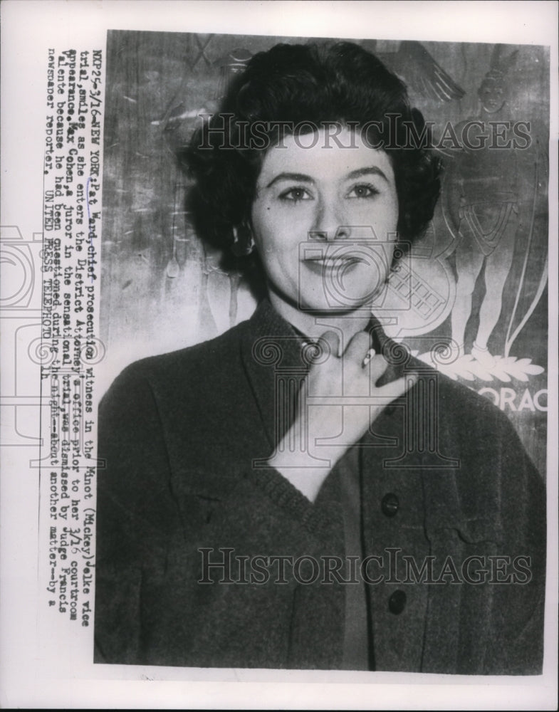 1955 Press Photo New York Pat Ward Prosecution witness in the Minot Jalke Vice