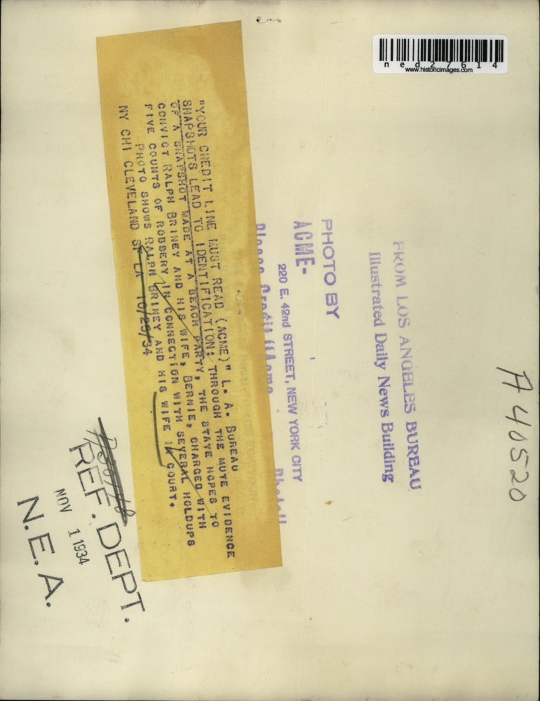 1934 Press Photo Snapshots Lead to Identification of Convicts Ralph Briney and