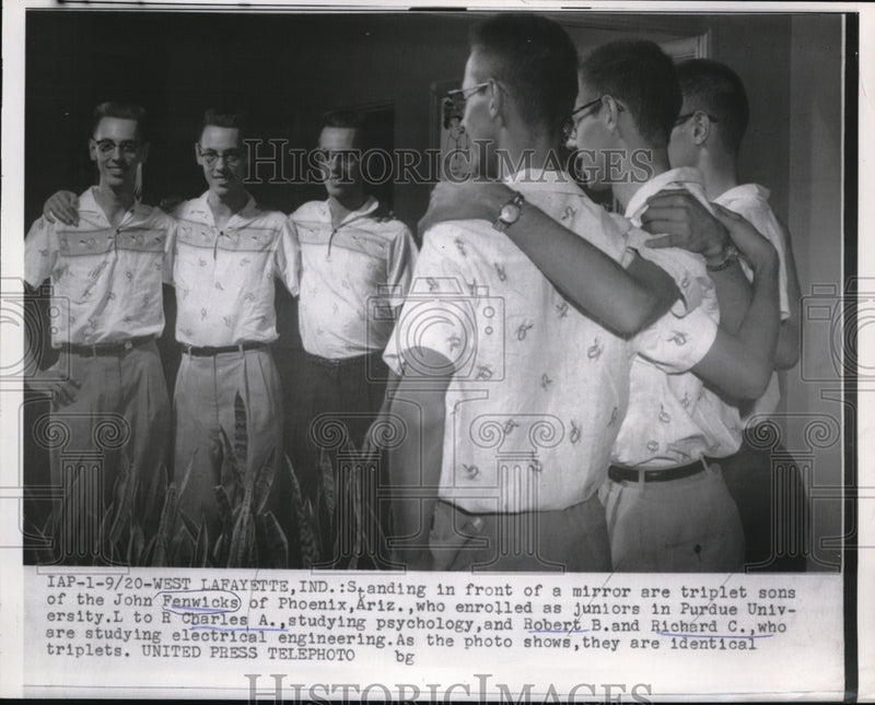 Load image into Gallery viewer, 1956 Press Photo Triplet sons of John Fenwicks of Phoenix, Ariz., who enrolled
