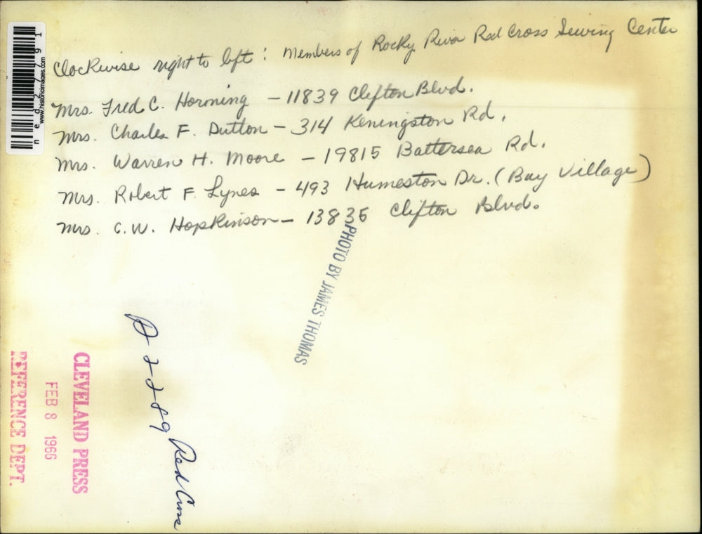 1966 Press Photo Members of Rocky River Rod Cross Sewing Center