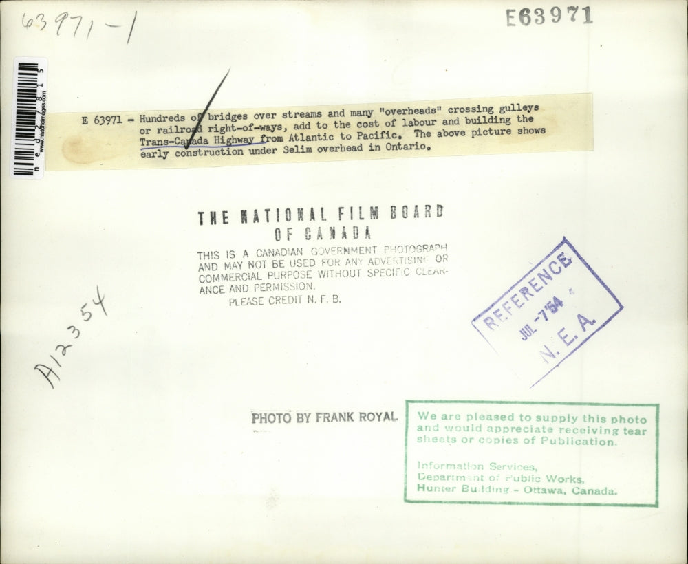 1954 Press Photo Trans-Canada High way from Atlantic to Pacific