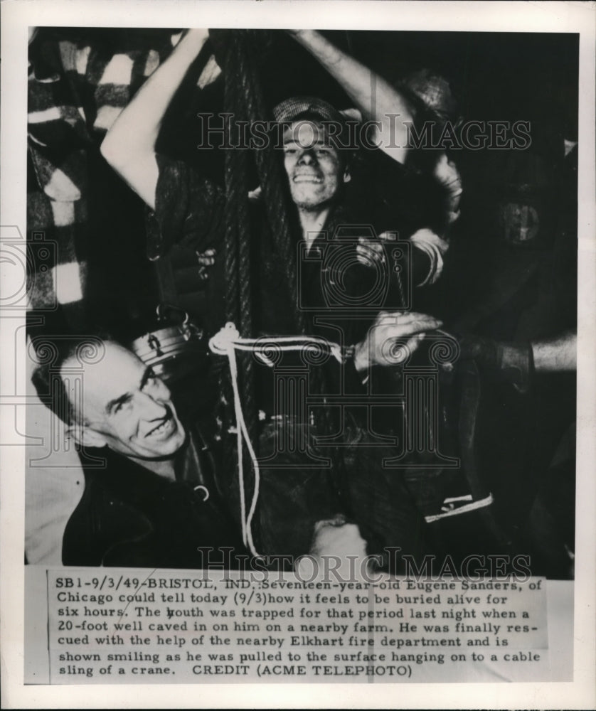 1949 Press Photo Eugene Sanders, 17, was buried alive for 6 hours