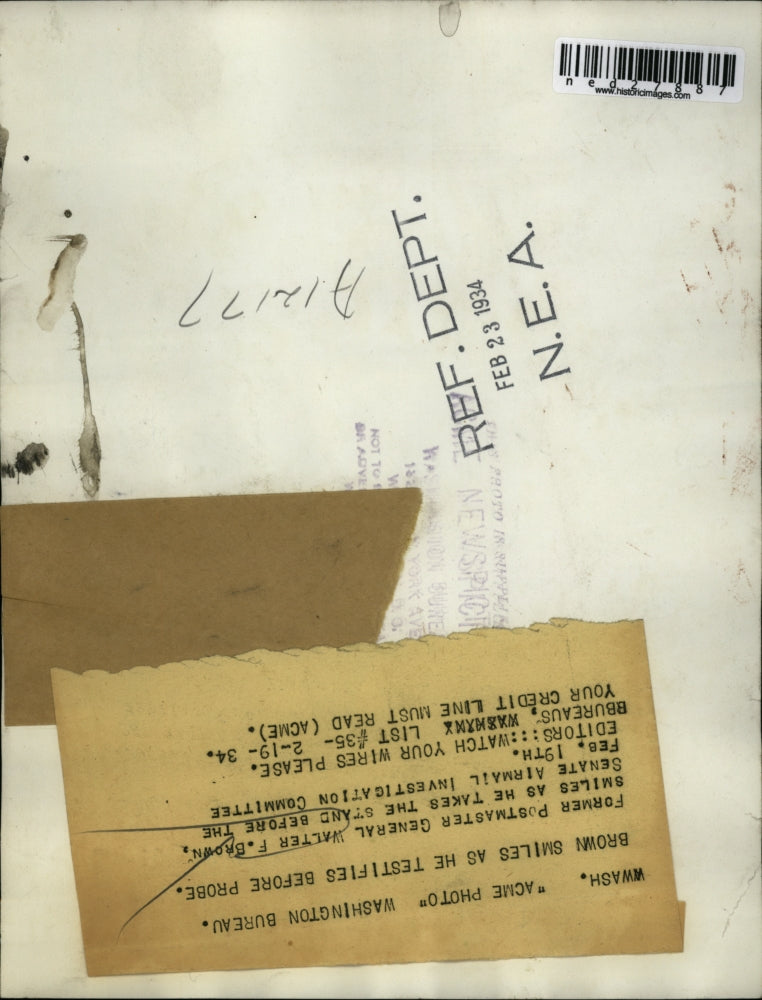 1934 Press Photo Former PostMaster General Walter F Brown smiles as he takes