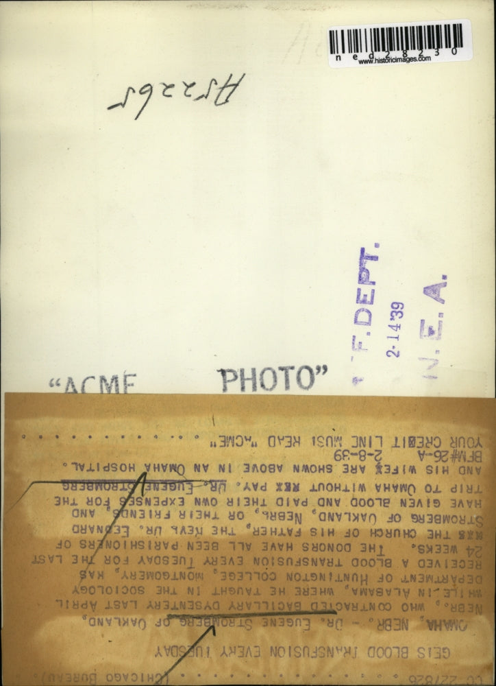 1939 Press Photo Dr Eugene Stromberg and wife in Omaha hospital