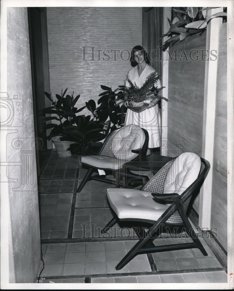 Load image into Gallery viewer, 1957 Press Photo Brilliant yellow chairs in black
