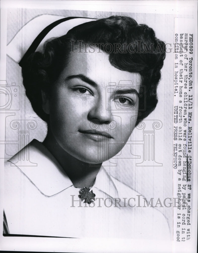 1957 Press Photo Toronto Ont Mrs Mellville O'Donohue was charged with murder of