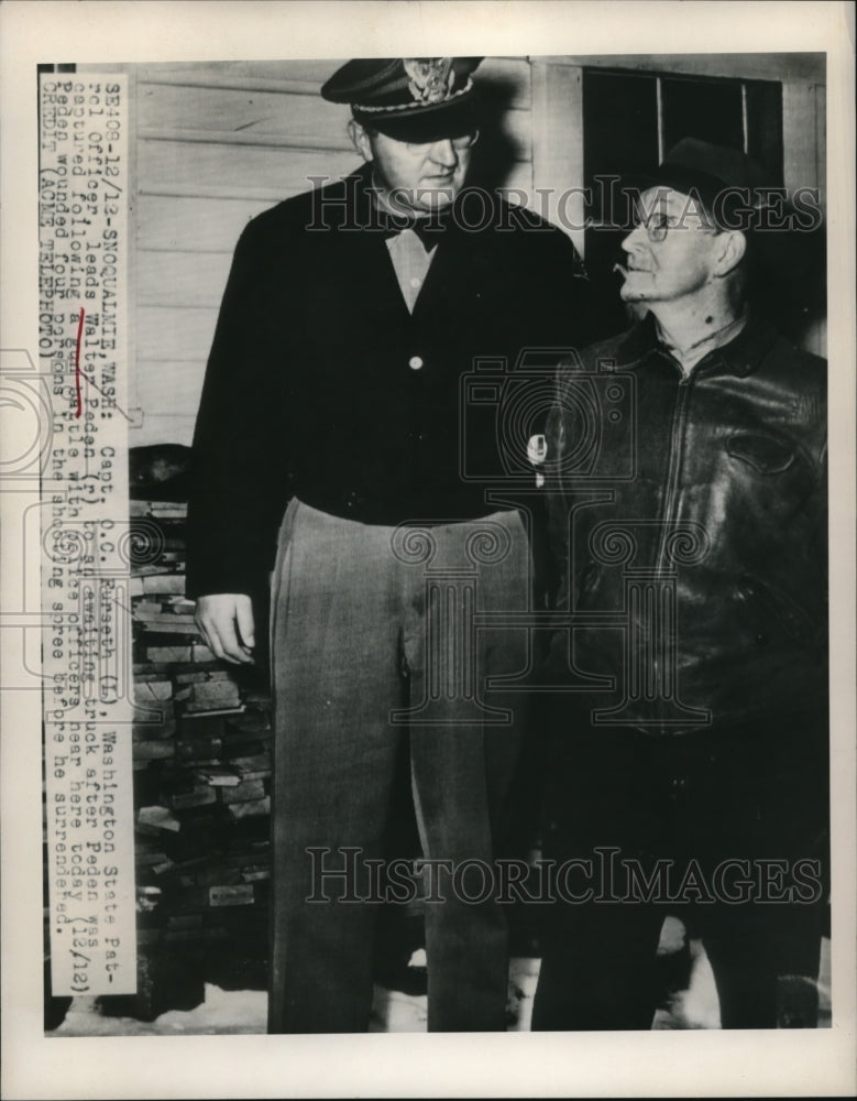 1949 Press Photo Washington O.C Furseth Officer Walter Pedan Shooting Crime