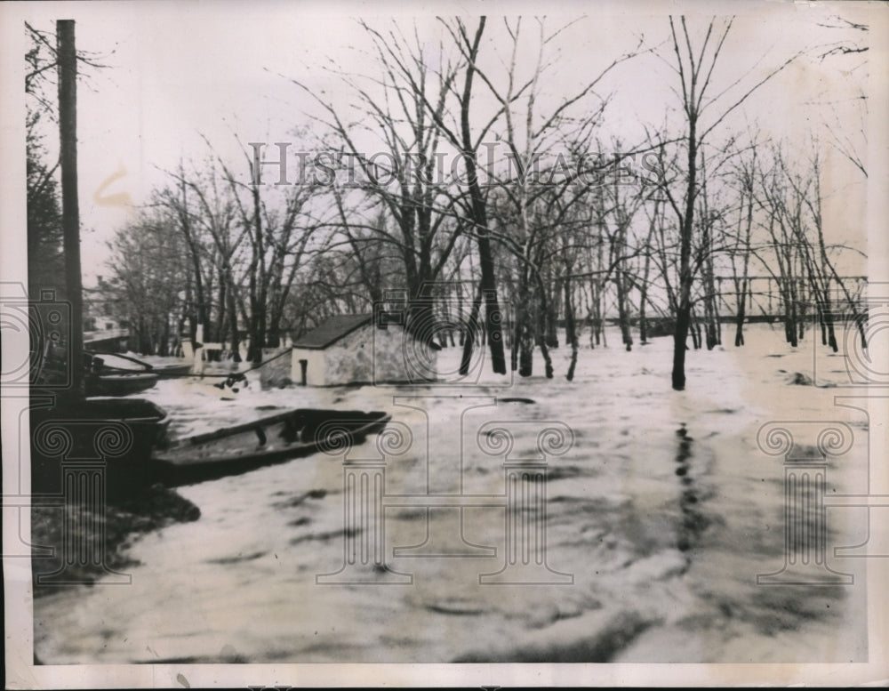 1936 Press Photo Swollen By Heavy Rains And Thawing Ice, Rivers Become Torrents