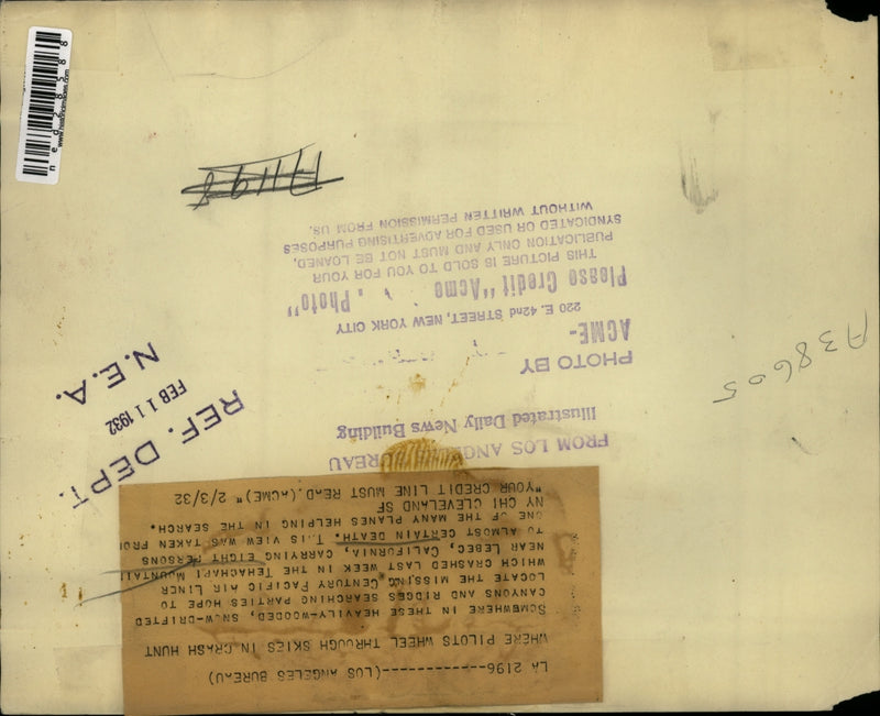 Load image into Gallery viewer, 1932 Press Photo search parties hope to locate missing Century Pacific Air Liner
