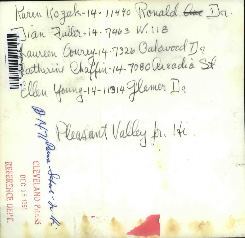 1961 Press Photo Karen Kozak Dian Fuller Kaureen Courey Katherine Chaffin