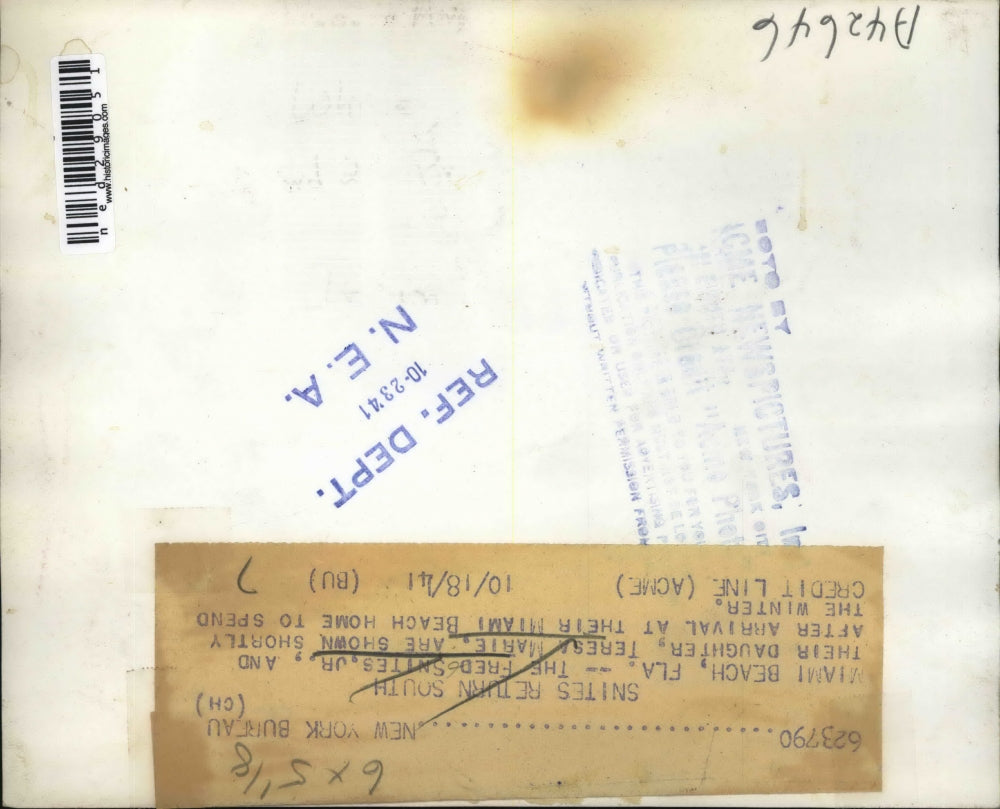 1941 Press Photo Miami Beach Florida Fred Snites Teresa Marie