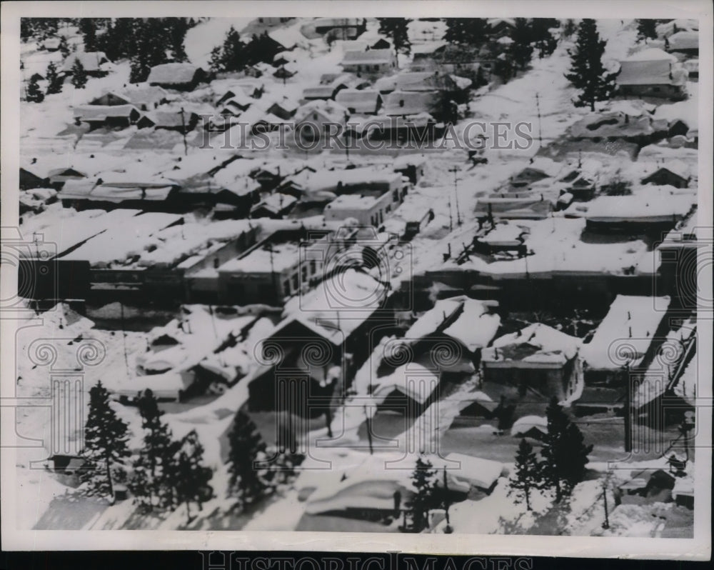 1952 Press Photo Aerial Shows Portola Buried Under Eight Feet Of Snow