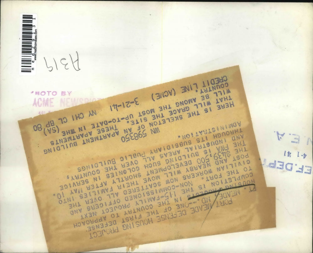 1941 Press Photo T Meade Md one of the first defense housing projects in the