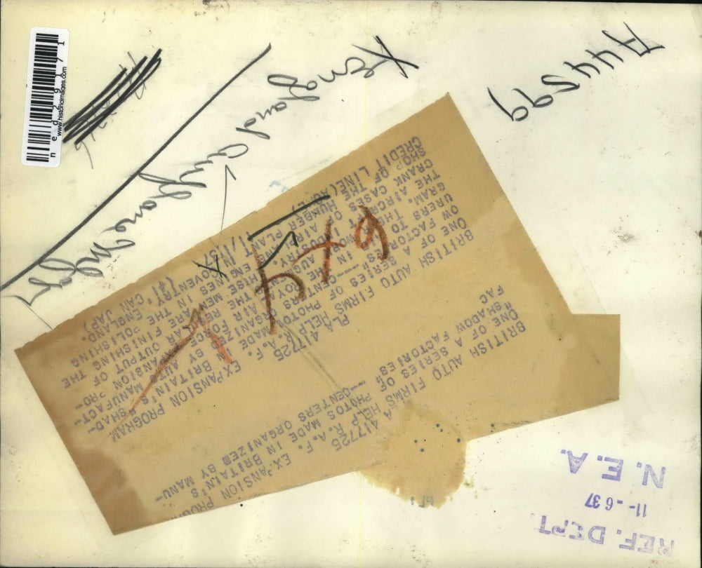 1937 Press Photo British Auto Firms Help R.A.F. Expansion Program