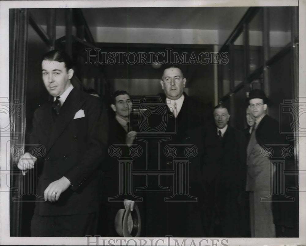 1938 Press Photo Richard Whitney Leaving Attorney Generals Bennetts Office